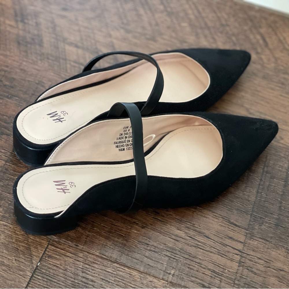 H&M Black Slip On Mules - Size 8 - Picture 4 of 5